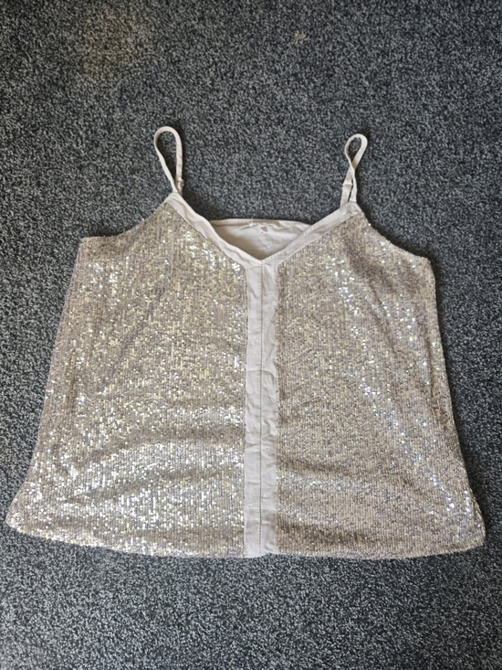 Maurices Tops - Sequin Spaghetti Strap Cami Tank Top - Champagne